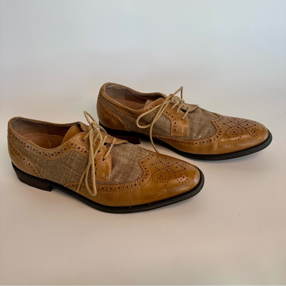 Vionic 505 Roth Derby Shoes Men's Size 9 Tan Toe Wingtip Orthoheel Technology